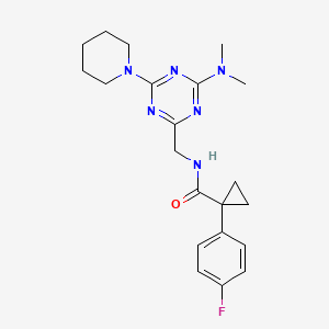N-((4-(dimethylamino)-6-(piperidin-1-yl)-1,3,5-triazin-2-yl)methyl)-1-(4-fluorophenyl)cyclopropanecarboxamide