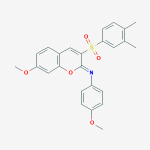 molecular formula C25H23NO5S B2970154 (Z)-N-(3-((3,4-二甲苯基)磺酰基)-7-甲氧基-2H-色满-2-亚基)-4-甲氧基苯胺 CAS No. 904436-79-9