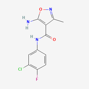molecular formula C11H9ClFN3O2 B2970157 5-amino-N-(3-chloro-4-fluorophenyl)-3-methylisoxazole-4-carboxamide CAS No. 695191-77-6