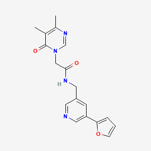 molecular formula C18H18N4O3 B2970158 2-(4,5-dimethyl-6-oxopyrimidin-1(6H)-yl)-N-((5-(furan-2-yl)pyridin-3-yl)methyl)acetamide CAS No. 2097902-32-2
