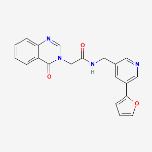 molecular formula C20H16N4O3 B2970162 N-((5-(furan-2-yl)pyridin-3-yl)methyl)-2-(4-oxoquinazolin-3(4H)-yl)acetamide CAS No. 2034612-72-9