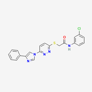 molecular formula C21H16ClN5OS B2970175 N-(3-chlorophenyl)-2-((6-(4-phenyl-1H-imidazol-1-yl)pyridazin-3-yl)thio)acetamide CAS No. 1251671-12-1