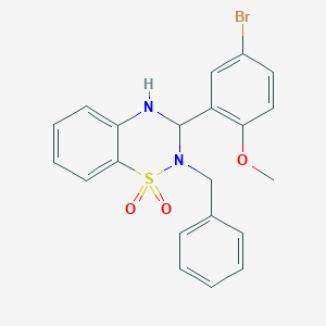molecular formula C21H19BrN2O3S B297018 2-benzyl-3-(5-bromo-2-methoxyphenyl)-3,4-dihydro-2H-1,2,4-benzothiadiazine 1,1-dioxide 