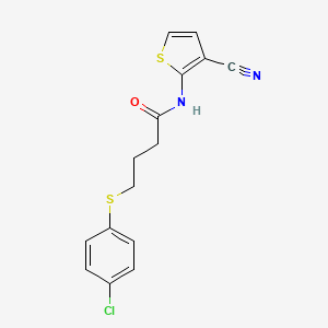 molecular formula C15H13ClN2OS2 B2970184 4-((4-chlorophenyl)thio)-N-(3-cyanothiophen-2-yl)butanamide CAS No. 942003-34-1