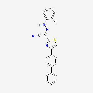 molecular formula C24H18N4S B2970194 (2E)-N-(2-methylanilino)-4-(4-phenylphenyl)-1,3-thiazole-2-carboximidoyl cyanide CAS No. 477188-15-1
