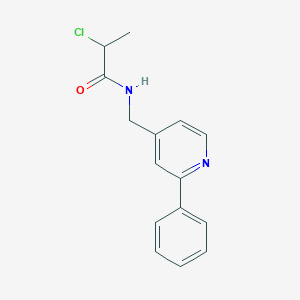 molecular formula C15H15ClN2O B2970198 2-Chloro-N-[(2-phenylpyridin-4-yl)methyl]propanamide CAS No. 2411297-49-7