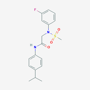molecular formula C18H21FN2O3S B297020 2-[3-fluoro(methylsulfonyl)anilino]-N-(4-isopropylphenyl)acetamide 