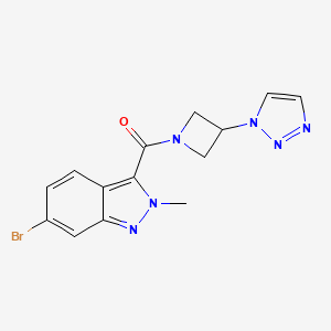molecular formula C14H13BrN6O B2970200 (3-(1H-1,2,3-三唑-1-基)氮杂环丁-1-基)(6-溴-2-甲基-2H-吲唑-3-基)甲苯酮 CAS No. 2034442-90-3