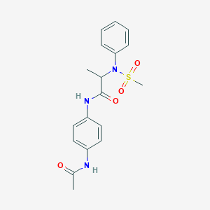 molecular formula C18H21N3O4S B297021 N-[4-(acetylamino)phenyl]-2-[(methylsulfonyl)anilino]propanamide 