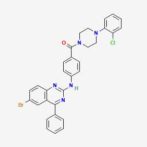 molecular formula C31H25BrClN5O B2970211 6-bromo-N-{4-[4-(2-chlorophenyl)piperazine-1-carbonyl]phenyl}-4-phenylquinazolin-2-amine CAS No. 361480-86-6