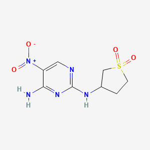molecular formula C8H11N5O4S B2970216 3-((4-Amino-5-nitropyrimidin-2-yl)amino)tetrahydrothiophene 1,1-dioxide CAS No. 1257553-81-3