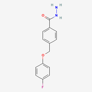 molecular formula C14H13FN2O2 B2970217 4-[(4-Fluorophenoxy)methyl]benzohydrazide CAS No. 832739-20-5