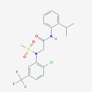 molecular formula C19H20ClF3N2O3S B297022 2-[2-chloro(methylsulfonyl)-5-(trifluoromethyl)anilino]-N-(2-isopropylphenyl)acetamide 
