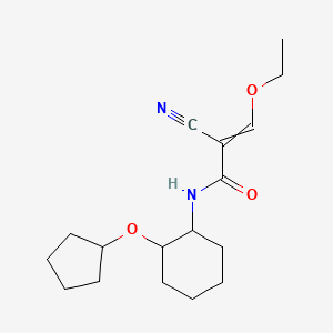 molecular formula C17H26N2O3 B2970225 2-cyano-N-[2-(cyclopentyloxy)cyclohexyl]-3-ethoxyprop-2-enamide CAS No. 1799007-83-2
