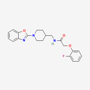 molecular formula C21H22FN3O3 B2970231 N-((1-(苯并[d]恶唑-2-基)哌啶-4-基)甲基)-2-(2-氟苯氧基)乙酰胺 CAS No. 1797725-73-5