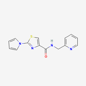 molecular formula C14H12N4OS B2970234 N-(pyridin-2-ylmethyl)-2-(1H-pyrrol-1-yl)thiazole-4-carboxamide CAS No. 1206993-35-2