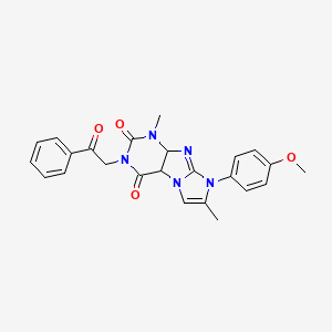 molecular formula C24H21N5O4 B2970237 8-(4-methoxyphenyl)-1,7-dimethyl-3-(2-oxo-2-phenylethyl)-1H,2H,3H,4H,8H-imidazo[1,2-g]purine-2,4-dione CAS No. 876669-89-5