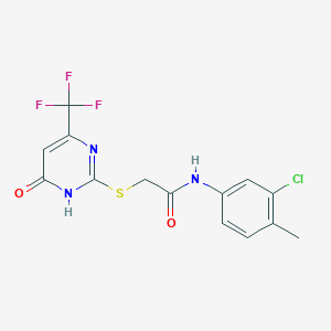 molecular formula C14H11ClF3N3O2S B2970238 N-(3-chloro-4-methylphenyl)-2-((6-oxo-4-(trifluoromethyl)-1,6-dihydropyrimidin-2-yl)thio)acetamide CAS No. 899744-31-1
