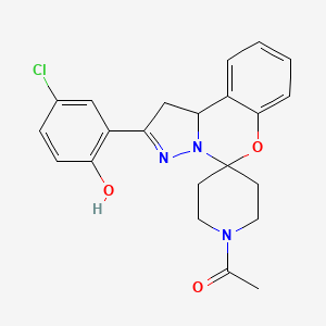 molecular formula C22H22ClN3O3 B2970239 1-(2-(5-Chloro-2-hydroxyphenyl)-1,10b-dihydrospiro[benzo[e]pyrazolo[1,5-c][1,3]oxazine-5,4'-piperidin]-1'-yl)ethanone CAS No. 899983-67-6