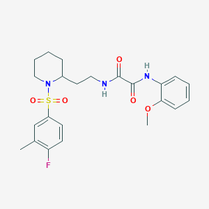 molecular formula C23H28FN3O5S B2970245 N-{2-[1-(4-fluoro-3-methylbenzenesulfonyl)piperidin-2-yl]ethyl}-N'-(2-methoxyphenyl)ethanediamide CAS No. 898461-05-7