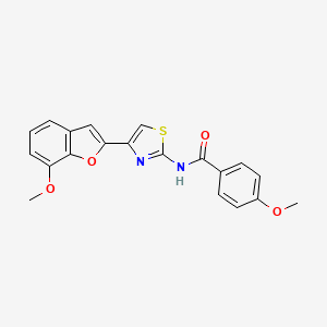 molecular formula C20H16N2O4S B2970248 4-methoxy-N-(4-(7-methoxybenzofuran-2-yl)thiazol-2-yl)benzamide CAS No. 921565-93-7