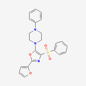 molecular formula C23H21N3O4S B2970249 1-[2-(Furan-2-yl)-4-(phenylsulfonyl)-1,3-oxazol-5-yl]-4-phenylpiperazine CAS No. 862793-26-8