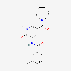 molecular formula C21H25N3O3 B2970251 N-(5-(azepane-1-carbonyl)-1-methyl-2-oxo-1,2-dihydropyridin-3-yl)-3-methylbenzamide CAS No. 1203238-75-8
