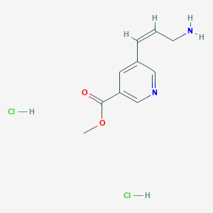 molecular formula C10H14Cl2N2O2 B2970257 Methyl 5-[(Z)-3-aminoprop-1-enyl]pyridine-3-carboxylate;dihydrochloride CAS No. 2490442-01-6