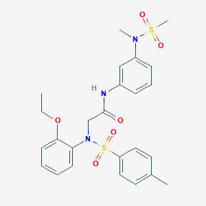 molecular formula C25H29N3O6S2 B297026 2-{2-ethoxy[(4-methylphenyl)sulfonyl]anilino}-N-{3-[methyl(methylsulfonyl)amino]phenyl}acetamide 