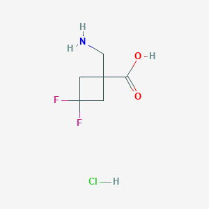 molecular formula C6H10ClF2NO2 B2970263 1-(Aminomethyl)-3,3-difluorocyclobutane-1-carboxylic acid hydrochloride CAS No. 2155855-29-9