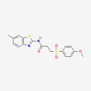 molecular formula C18H18N2O4S2 B2970268 3-((4-methoxyphenyl)sulfonyl)-N-(6-methylbenzo[d]thiazol-2-yl)propanamide CAS No. 922955-17-7
