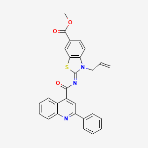 molecular formula C28H21N3O3S B2970279 (Z)-methyl 3-allyl-2-((2-phenylquinoline-4-carbonyl)imino)-2,3-dihydrobenzo[d]thiazole-6-carboxylate CAS No. 865174-90-9