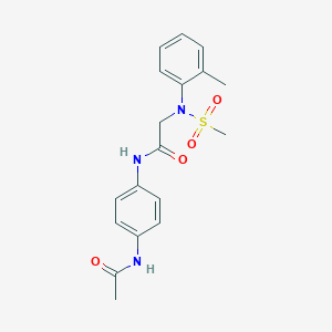 molecular formula C18H21N3O4S B297028 N-[4-(acetylamino)phenyl]-2-[2-methyl(methylsulfonyl)anilino]acetamide 