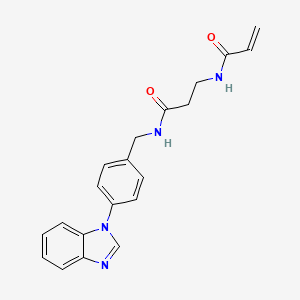 molecular formula C20H20N4O2 B2970286 N-[[4-(Benzimidazol-1-yl)phenyl]methyl]-3-(prop-2-enoylamino)propanamide CAS No. 2197750-22-2