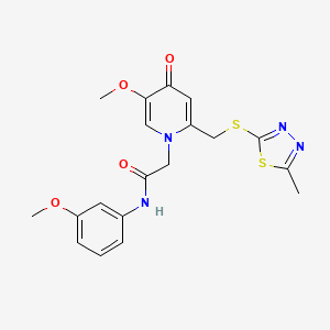 molecular formula C19H20N4O4S2 B2970287 2-(5-methoxy-2-(((5-methyl-1,3,4-thiadiazol-2-yl)thio)methyl)-4-oxopyridin-1(4H)-yl)-N-(3-methoxyphenyl)acetamide CAS No. 941914-40-5