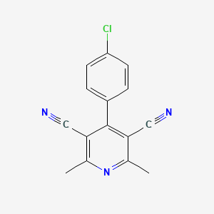 molecular formula C15H10ClN3 B2970294 4-(4-Chlorophenyl)-2,6-dimethylpyridine-3,5-dicarbonitrile CAS No. 337924-07-9