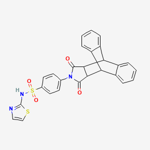 molecular formula C27H19N3O4S2 B2970295 4-(12,14-dioxo-11,12,14,15-tetrahydro-9H-9,10-[3,4]epipyrroloanthracen-13(10H)-yl)-N-(thiazol-2-yl)benzenesulfonamide CAS No. 326004-45-9