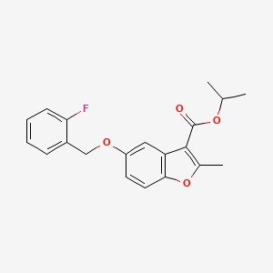 molecular formula C20H19FO4 B2970296 Propan-2-yl 5-[(2-fluorophenyl)methoxy]-2-methyl-1-benzofuran-3-carboxylate CAS No. 488803-97-0
