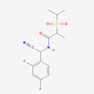 molecular formula C14H16F2N2O3S B2970303 N-[cyano(2,4-difluorophenyl)methyl]-2-(propane-2-sulfonyl)propanamide CAS No. 1376067-23-0