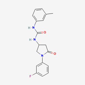 molecular formula C18H18FN3O2 B2970314 1-(1-(3-氟苯基)-5-氧代吡咯烷-3-基)-3-(间甲苯基)脲 CAS No. 894028-66-1