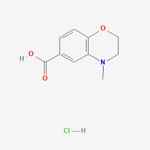 molecular formula C10H12ClNO3 B2970320 4-methyl-3,4-dihydro-2H-1,4-benzoxazine-6-carboxylic acid hydrochloride CAS No. 1890285-66-1