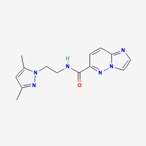 molecular formula C14H16N6O B2970322 N-[2-(3,5-dimethyl-1H-pyrazol-1-yl)ethyl]imidazo[1,2-b]pyridazine-6-carboxamide CAS No. 2415586-86-4