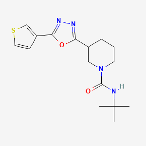 molecular formula C16H22N4O2S B2970328 N-(叔丁基)-3-(5-(噻吩-3-基)-1,3,4-恶二唑-2-基)哌啶-1-甲酰胺 CAS No. 1797587-44-0