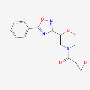 molecular formula C15H15N3O4 B2970334 Oxiran-2-yl-[2-(5-phenyl-1,2,4-oxadiazol-3-yl)morpholin-4-yl]methanone CAS No. 2411200-70-7