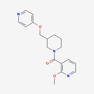 molecular formula C18H21N3O3 B2970342 (2-Methoxypyridin-3-yl)-[3-(pyridin-4-yloxymethyl)piperidin-1-yl]methanone CAS No. 2379978-71-7