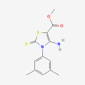 molecular formula C13H14N2O2S2 B2970344 Methyl 4-amino-3-(3,5-dimethylphenyl)-2-sulfanylidene-1,3-thiazole-5-carboxylate CAS No. 689771-94-6