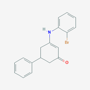 molecular formula C18H16BrNO B2970348 3-[(2-Bromophenyl)amino]-5-phenylcyclohex-2-en-1-one CAS No. 1020252-06-5