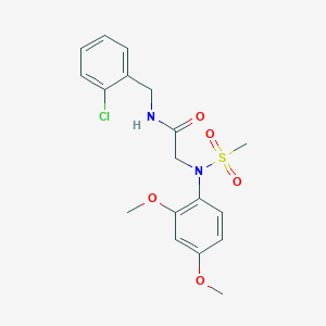 molecular formula C18H21ClN2O5S B297035 N-(2-chlorobenzyl)-2-[2,4-dimethoxy(methylsulfonyl)anilino]acetamide 