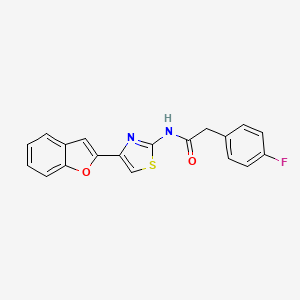 molecular formula C19H13FN2O2S B2970351 N-[4-(1-苯并呋喃-2-基)-1,3-噻唑-2-基]-2-(4-氟苯基)乙酰胺 CAS No. 941892-76-8