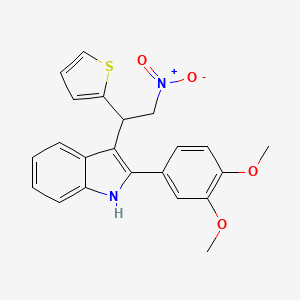 molecular formula C22H20N2O4S B2970359 2-(3,4-二甲氧基苯基)-3-[2-硝基-1-(噻吩-2-基)乙基]-1H-吲哚 CAS No. 443329-59-7